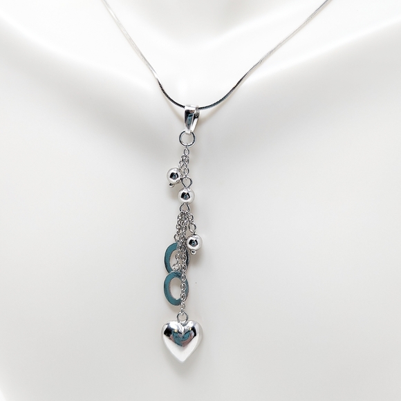 Jewelry - New sterling silver 925 charm dangle pendant necklace heart love ball oval
